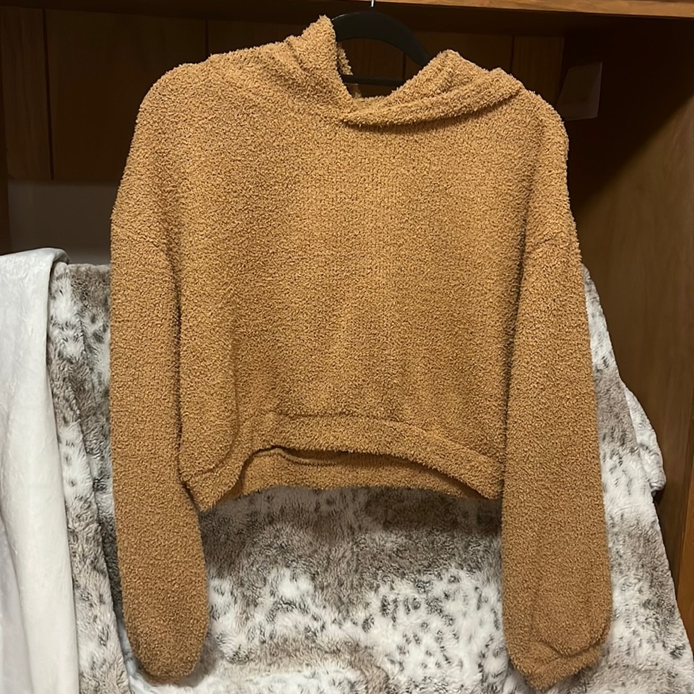 FLIRTITUDE. cropped sweater. Teddy bear material. New. Brown. Soft warm.